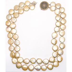 Vintage Coin Pearl Sterling Chinese Necklace
